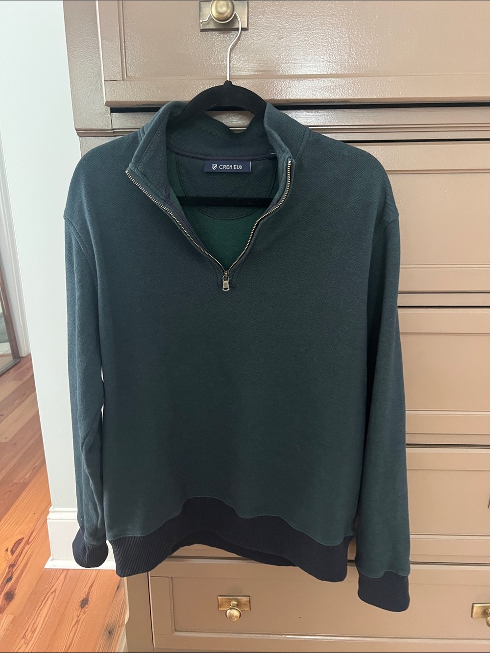 Daniel Cremieux Dark Green Half-Zip Sweater with Navy Trim